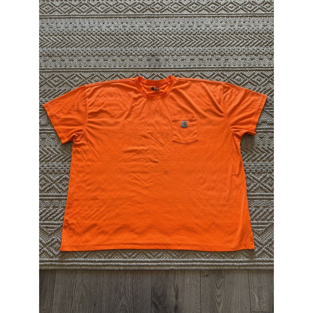 Carhartt Force Mens 4XL Relaxed Fit Pocket T-Shirt Neon Orange Hi-Vis Work Top